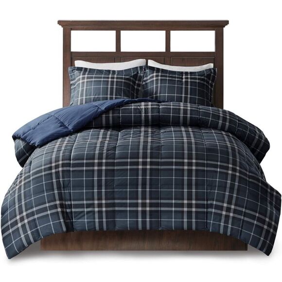 Woolrich Flint 3 Piece Down Alternative Comforter Mini Set,Navy,Full/Queen - Picture 6 of 10